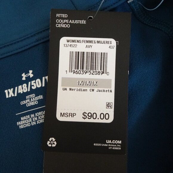 Under Armour Fitted Jacket Women's Size 1X Teal Blue Meridian Activewear - Picture 10 of 11